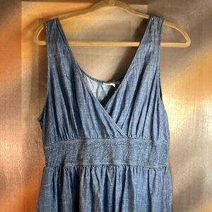 eShatki 2x blue chambray jumper maxi dress. 38” chest. Fits like a‎ 1X 202